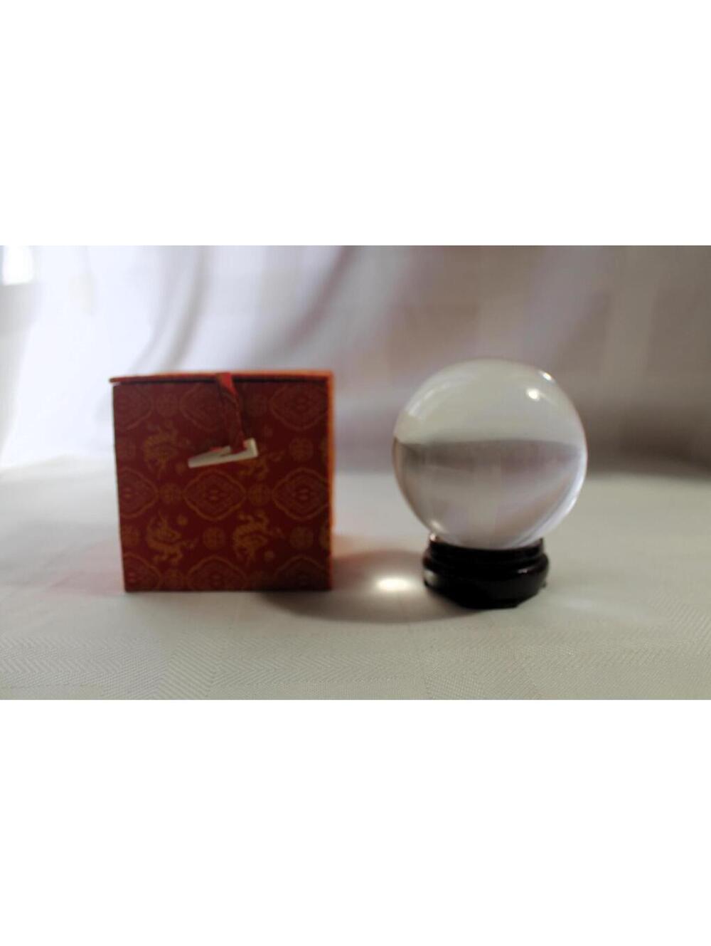 Clear Crystal 3 Inch Gazing Ball w/ Stand and Silk Case